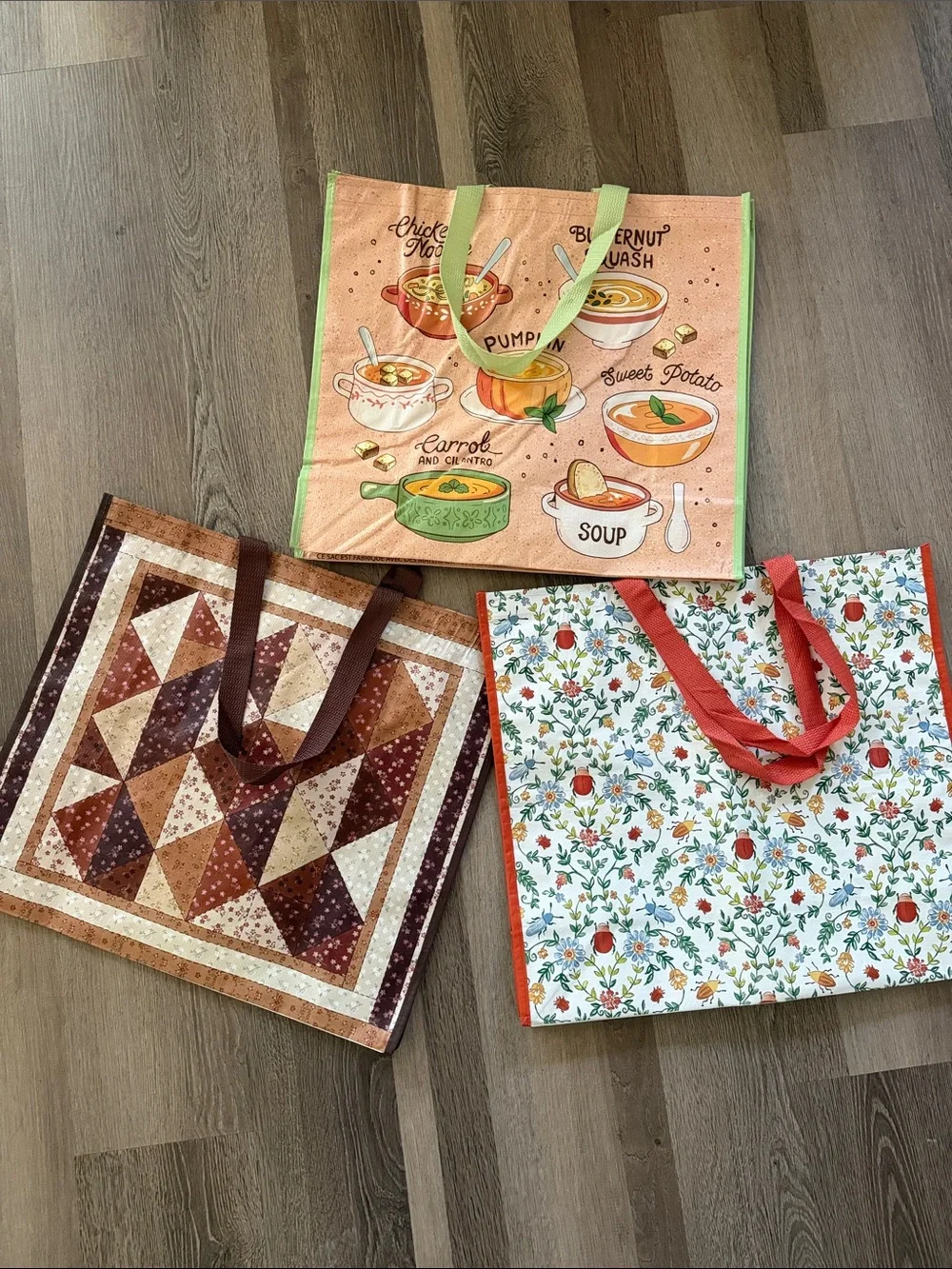 Reusable fall themed 3 totes TJ maxx